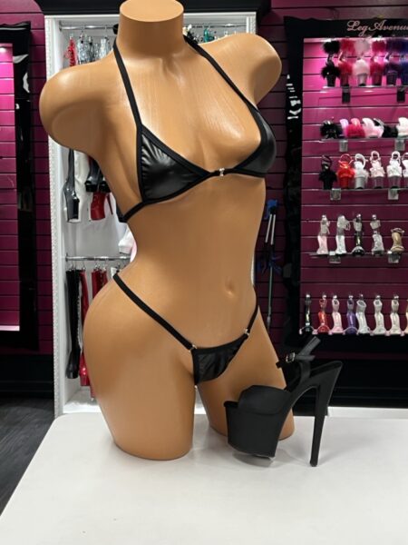 Black Minimalist Micro Bikini with triangle top and thin straps