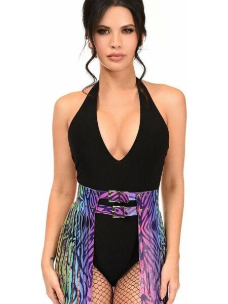 Rainbow Animal Print Faux Leather Fringe Skirt — Pleasure Zone Houston
