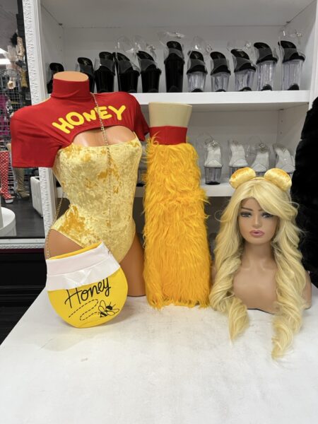 Honey Bear Costume Set yellow four-piece bear outfit