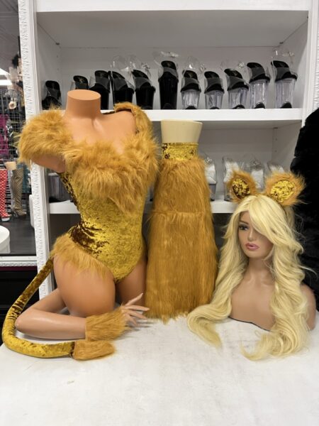 Fierce Lion Costume Set golden brown five-piece lion outfit