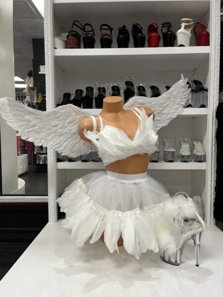 Heavenly Angel Costume Set white four-piece Halloween costume with wings