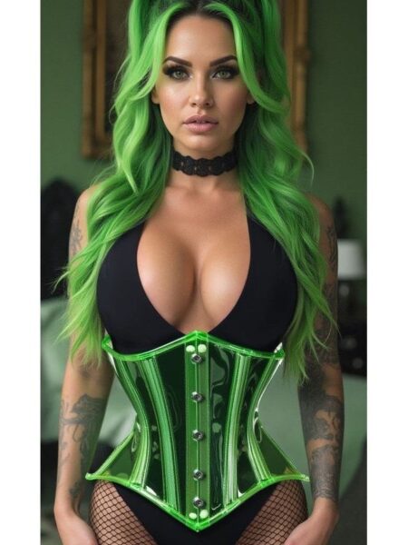 Lavish Green Clear Curvy Underbust Waist Cincher Corset — Pleasure Zone Houston