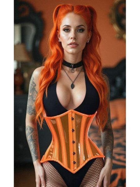 Lavish Orange Clear Curvy Underbust Waist Cincher Corset — Pleasure Zone Houston