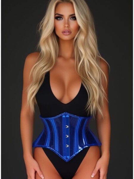 Lavish Clear Blue Curvy Cut Mini Cincher Corset — Pleasure Zone Houston
