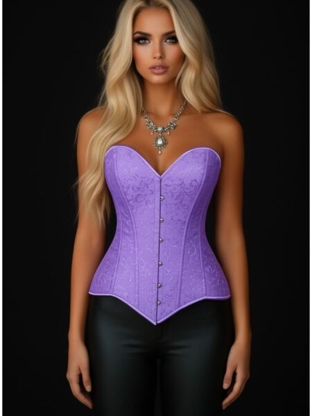 Lavish Lt Purple Brocade Overbust Corset W/Busk Closure — Pleasure Zone Houston