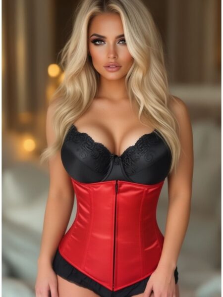 LIMITED EDITION Lavish Red Underbust Zipper Corset — Pleasure Zone Houston