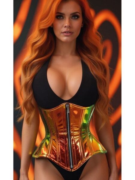 Top Drawer Sunset Holo Double Steel Boned Underbust Waist Cincher Corset — Pleasure Zone Houston