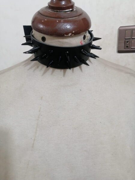 Black Faux Leather & Black Metallic Spike Choker — Pleasure Zone Houston