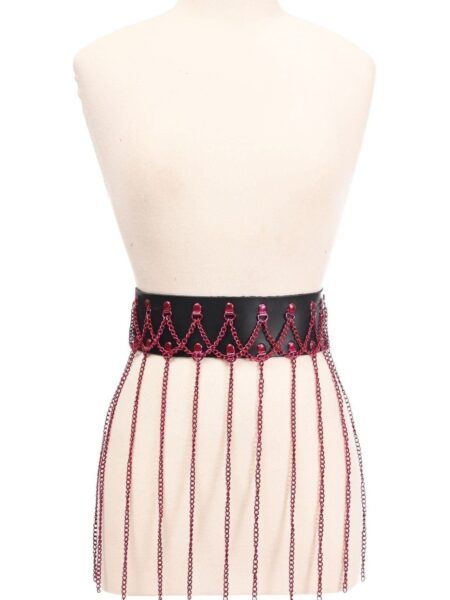 Black Faux Leather & Pink Metallic Chain Fringe Skirt — Pleasure Zone Houston