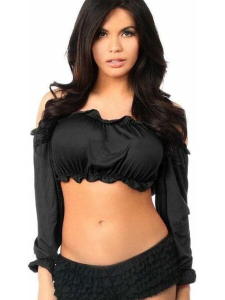 Black Long Sleeve Peasant Top — Pleasure Zone Houston