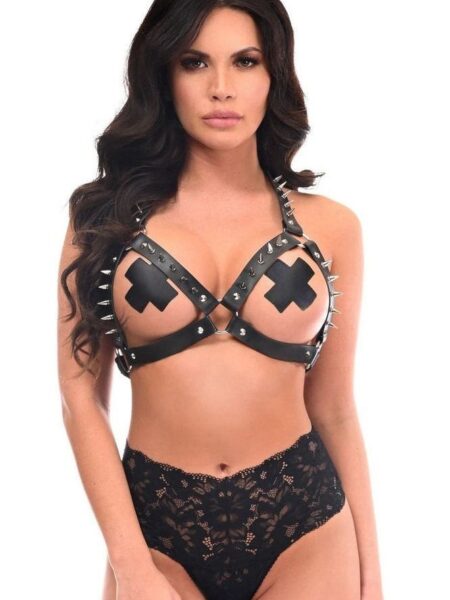 Black & Silver Spikes Body Harness — Pleasure Zone Houston