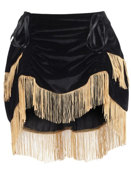 Black Velvet w/Gold Fringe Burlesque Bustle Skirt — Pleasure Zone Houston