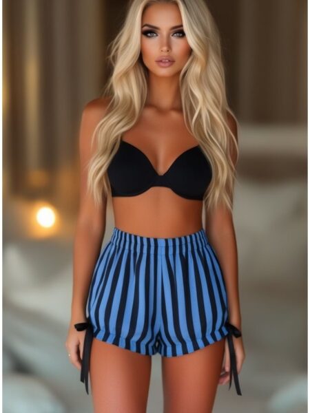 Black/Blue Striped Bloomers — Pleasure Zone Houston