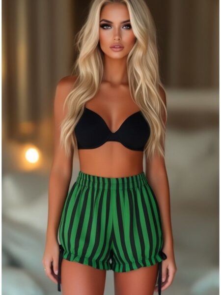 Black/Green Striped Bloomers — Pleasure Zone Houston