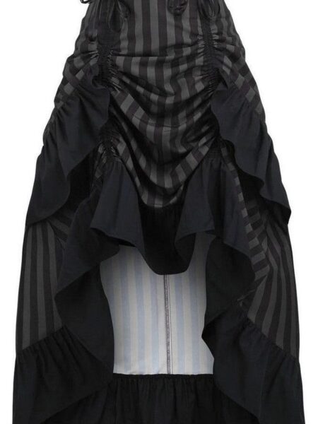 Black/Grey Stripe Adjustable High Low Skirt — Pleasure Zone Houston