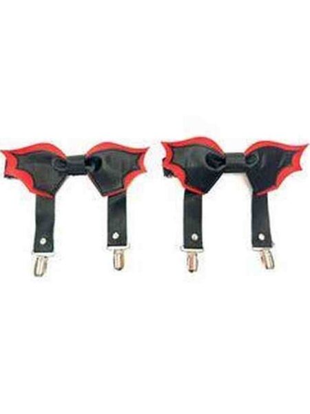 Black/Red Bat Leg Garters — Pleasure Zone Houston