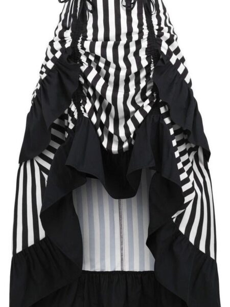 Black/White Stripe Adjustable High Low Skirt — Pleasure Zone Houston