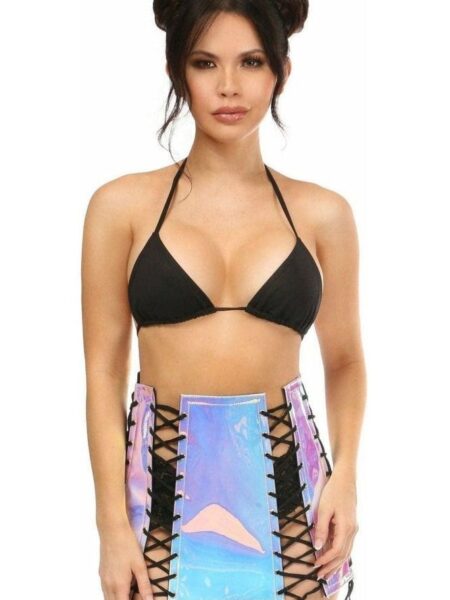 Blue/Purple Holo Lace-Up Skirt — Pleasure Zone Houston