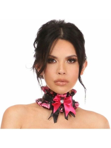 Kitten Collection Pink Floral Satin Choker — Pleasure Zone Houston