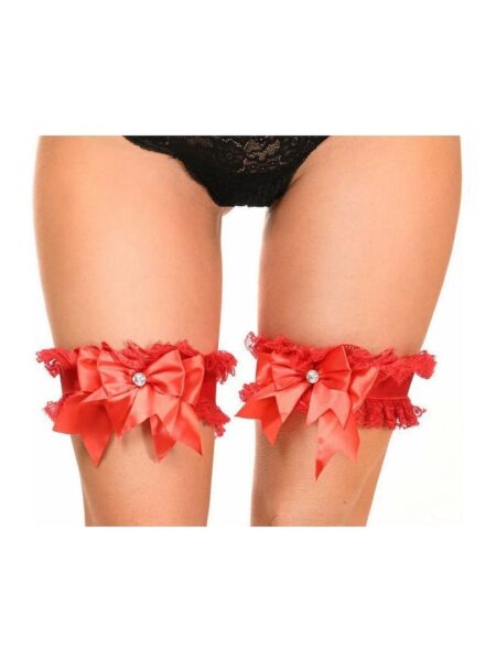 Kitten Collection Red/Red Lace Garters (set of 2) — Pleasure Zone Houston