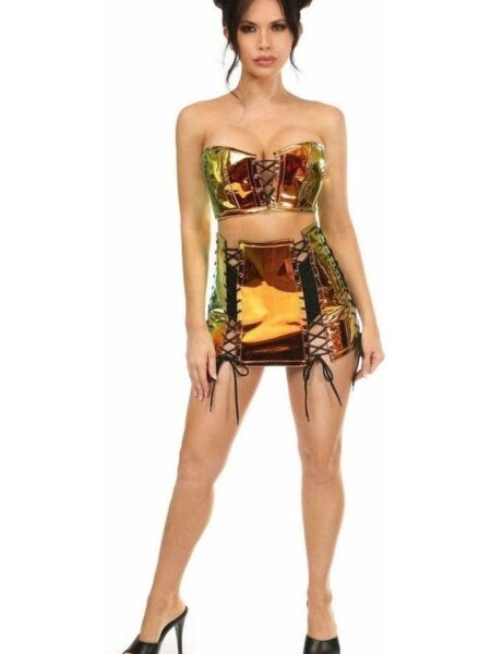 Lavish 2 PC Sunset Holo Bustier & Skirt Set — Pleasure Zone Houston
