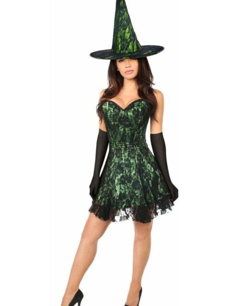 Lavish 3 PC Green Lace Corset Dress Costume — Pleasure Zone Houston