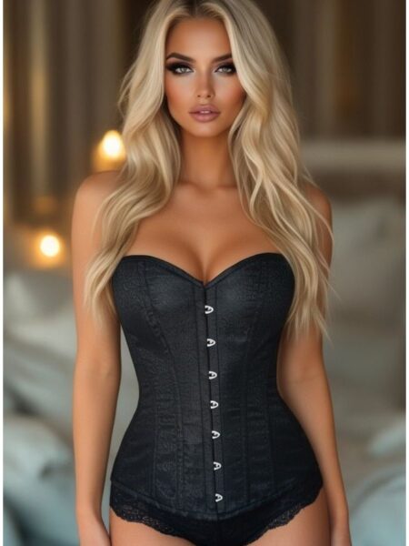 Lavish Black Brocade Corset — Pleasure Zone Houston
