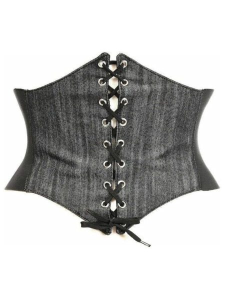 Lavish Black Denim Corset Belt Cincher — Pleasure Zone Houston
