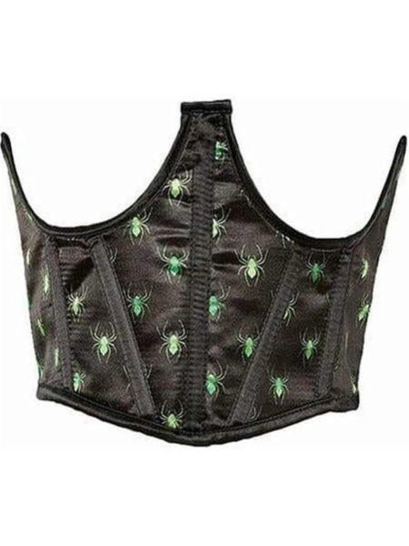 Lavish Black & Green Spiders Satin Open Cup Waist Cincher — Pleasure Zone Houston