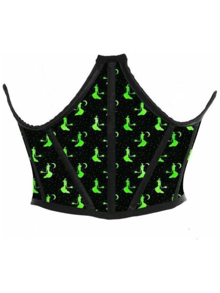 Lavish Black & Green Witches Satin Open Cup Waist Cincher — Pleasure Zone Houston