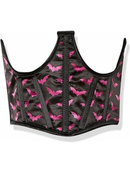 Lavish Black & Magenta Bats Satin Open Cup Waist Cincher — Pleasure Zone Houston