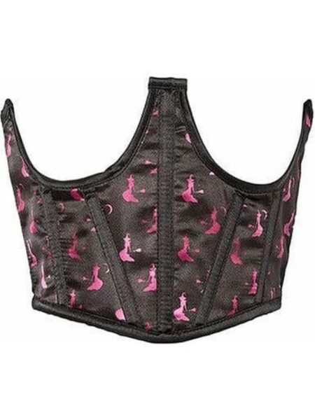 Lavish Black & Magenta Witches Satin Open Cup Waist Cincher — Pleasure Zone Houston