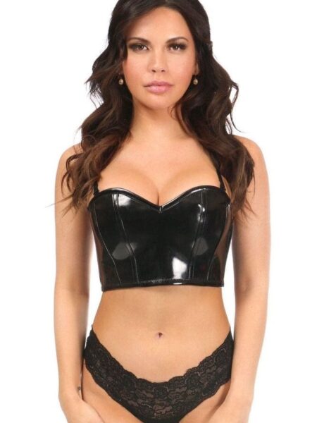 Lavish Black Patent Short Bustier — Pleasure Zone Houston