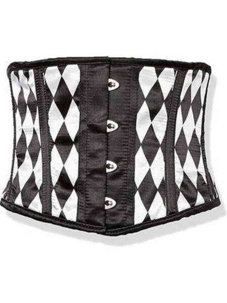 Lavish Black & White Diamond Waist Cincher Corset — Pleasure Zone Houston