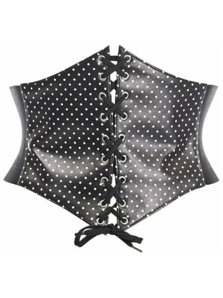 Lavish Black & White Polka Dot Lace-Up Corset Belt Cincher — Pleasure Zone Houston