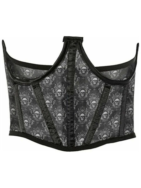 Lavish Black & White Skull Mesh Open Cup Waist Cincher — Pleasure Zone Houston