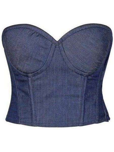 Lavish Blue Denim Underwire Bustier — Pleasure Zone Houston