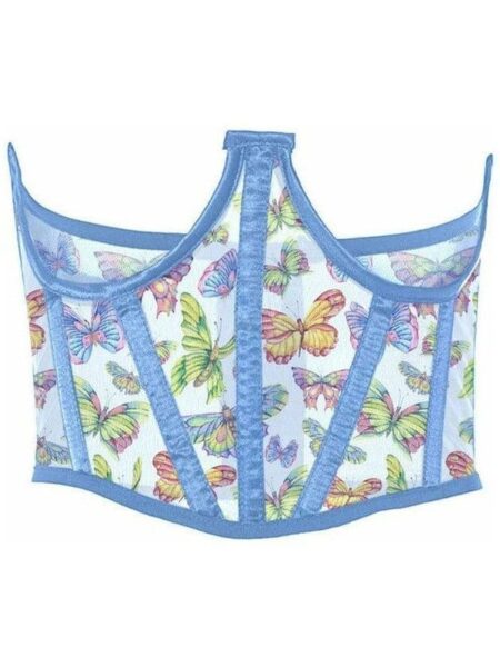 Lavish Butterfly Print Mesh Open Cup Waist Cincher — Pleasure Zone Houston