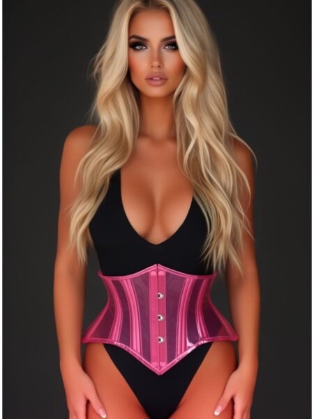 Lavish Clear Pink Curvy Cut Mini Cincher Corset — Pleasure Zone Houston