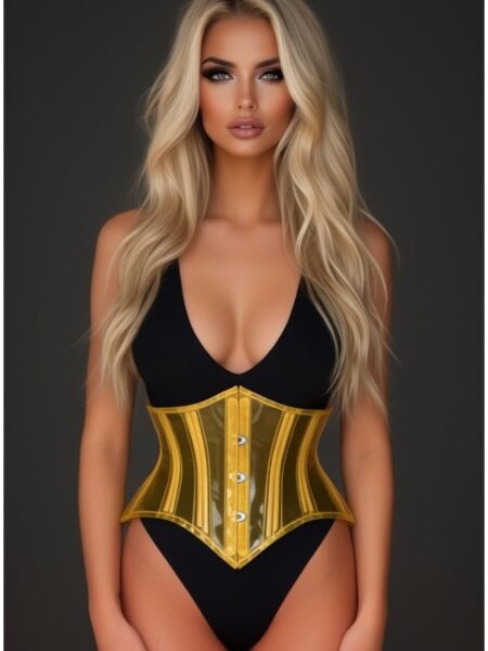 Lavish Clear Yellow Curvy Cut Mini Cincher Corset — Pleasure Zone Houston