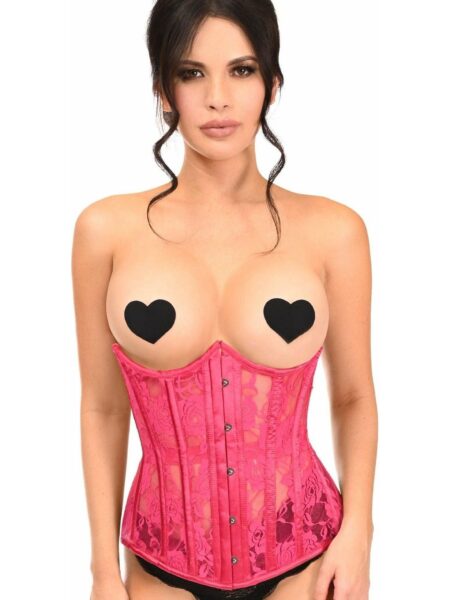 Lavish Fuchsia Sheer Lace Underwire Open Cup Underbust Corset — Pleasure Zone Houston