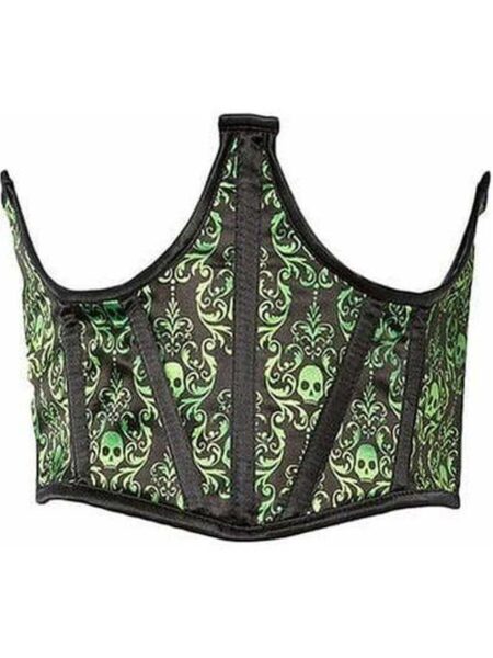 Lavish Green & Black Skull Satin Open Cup Waist Cincher — Pleasure Zone Houston