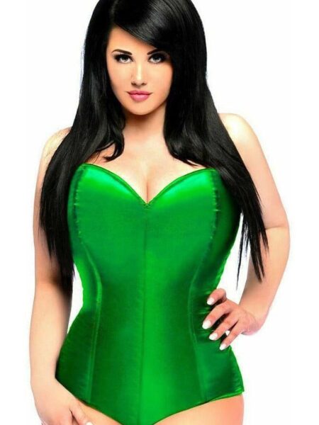Lavish Green Satin Corset Romper — Pleasure Zone Houston