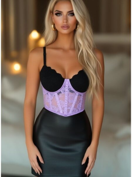 Lavish Lavender Sheer Lace Underwire Waist Cincher Corset — Pleasure Zone Houston