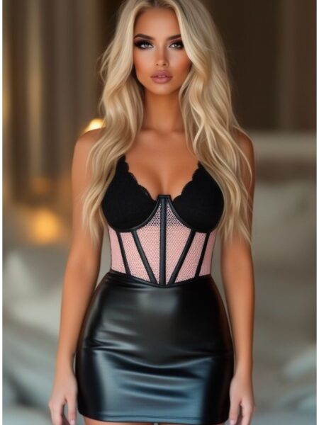Lavish Lt Pink Fishnet Underwire Open Cup Waist Cincher — Pleasure Zone Houston