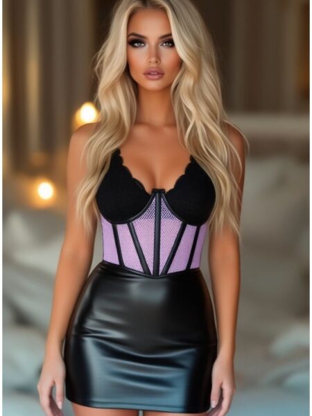 Lavish Lt Purple Fishnet Underwire Open Cup Waist Cincher — Pleasure Zone Houston