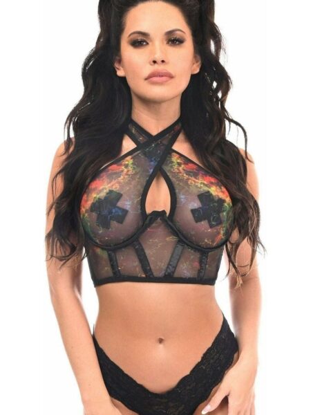 Lavish Multi Mesh Underwire Cincher w/Built In Halter Top — Pleasure Zone Houston