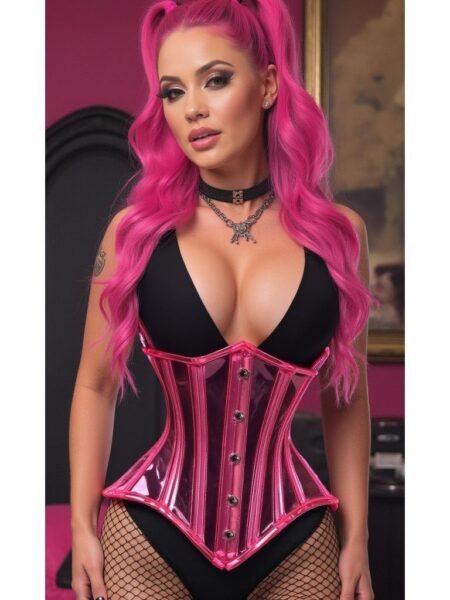 Lavish Pink Clear Curvy Underbust Waist Cincher Corset — Pleasure Zone Houston