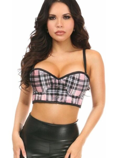 Lavish Pink Plaid Underwire Short Bustier — Pleasure Zone Houston