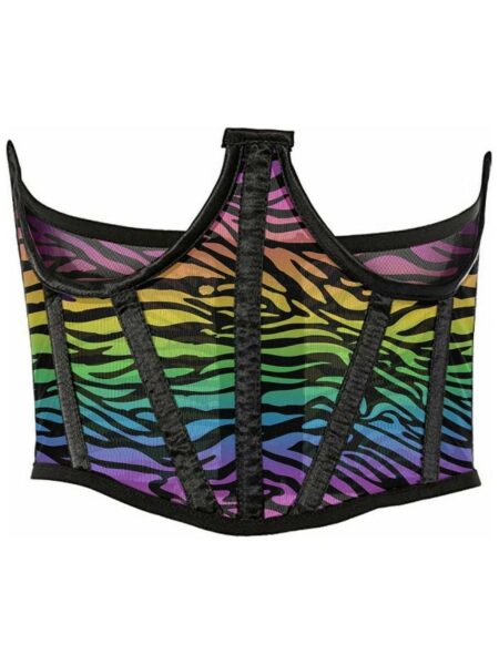Lavish Rainbow Animal Print Mesh Open Cup Waist Cincher — Pleasure Zone Houston